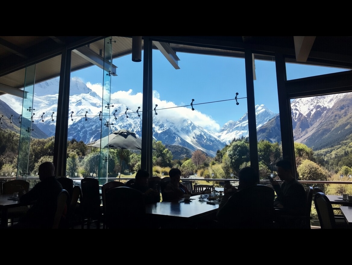 或： Woman working remotely while traveling at 40 with laptop and coffee